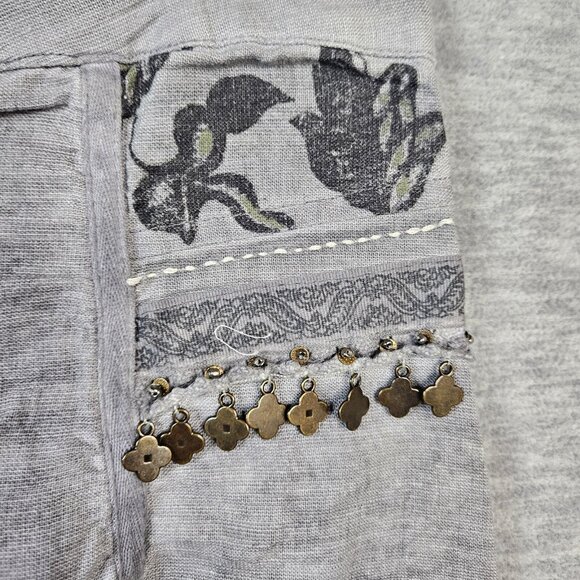 Angels Never die Women's Gray Button Embroidered Brass Floral Short Skirt Size 3 - Picture 8 of 11